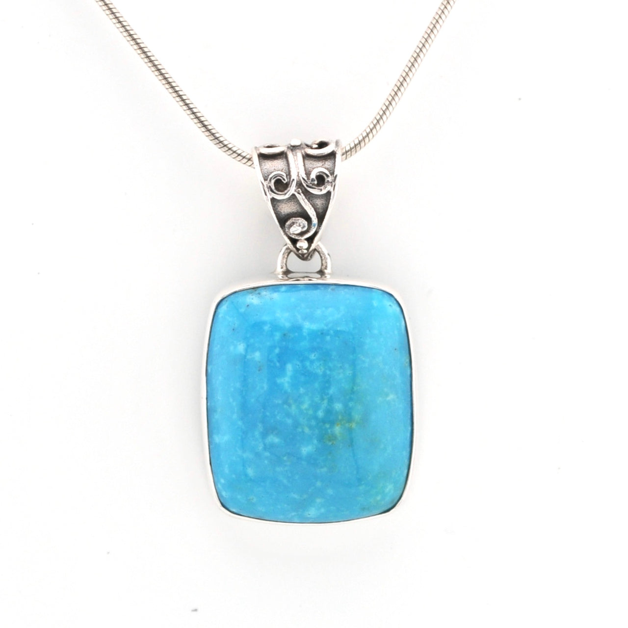 Front View Arizona Turquoise 18x20mm Rectangle Pendant