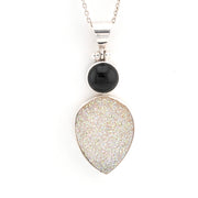 Front View Black Onyx Druzy Agate Necklace