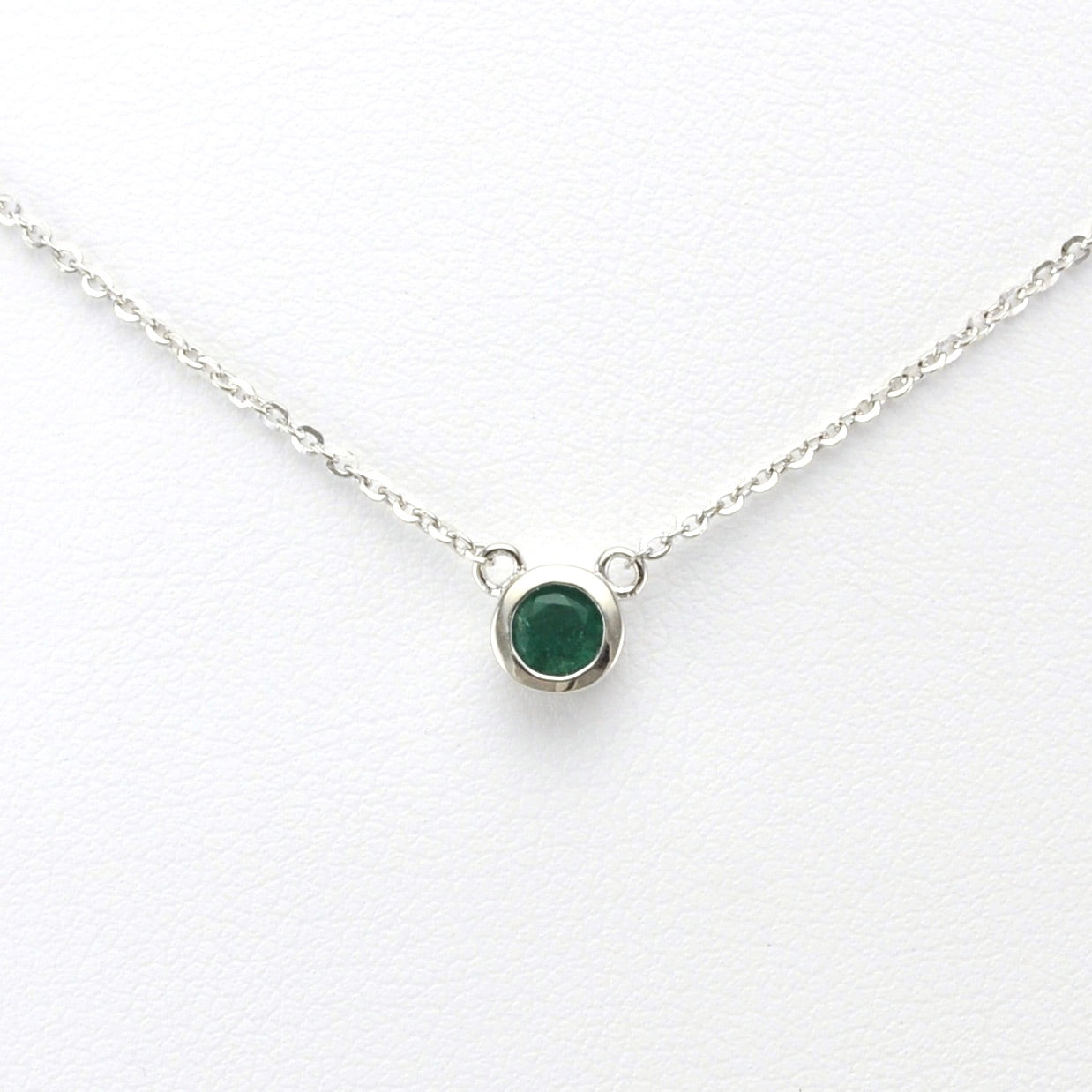 Front View Emerald .3ct 4mm Round Necklace
