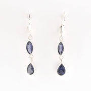 Front View Iolite Marquise Tear Dangle Earring