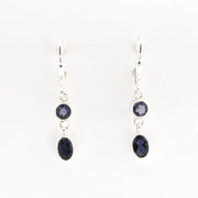 Front View  Iolite Round Oval Dangle Earring