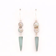 Front View Malabar Shell Aqua Sea Glass Earrings