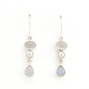 Front View Moonstone with Pearl Earrings