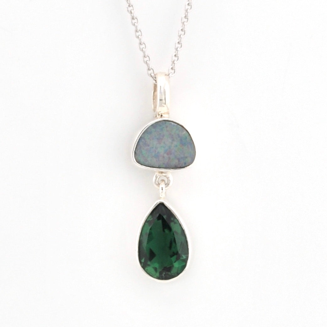 Front View Opal Green Quartz Necklace