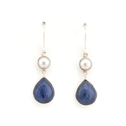 Front View Pearl Kyanite Dangle Earrings