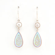 Front View Pearl Opal Druzy Agate Earrings