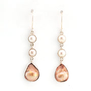 Front View Pearl and Baroque Pearl Earrings