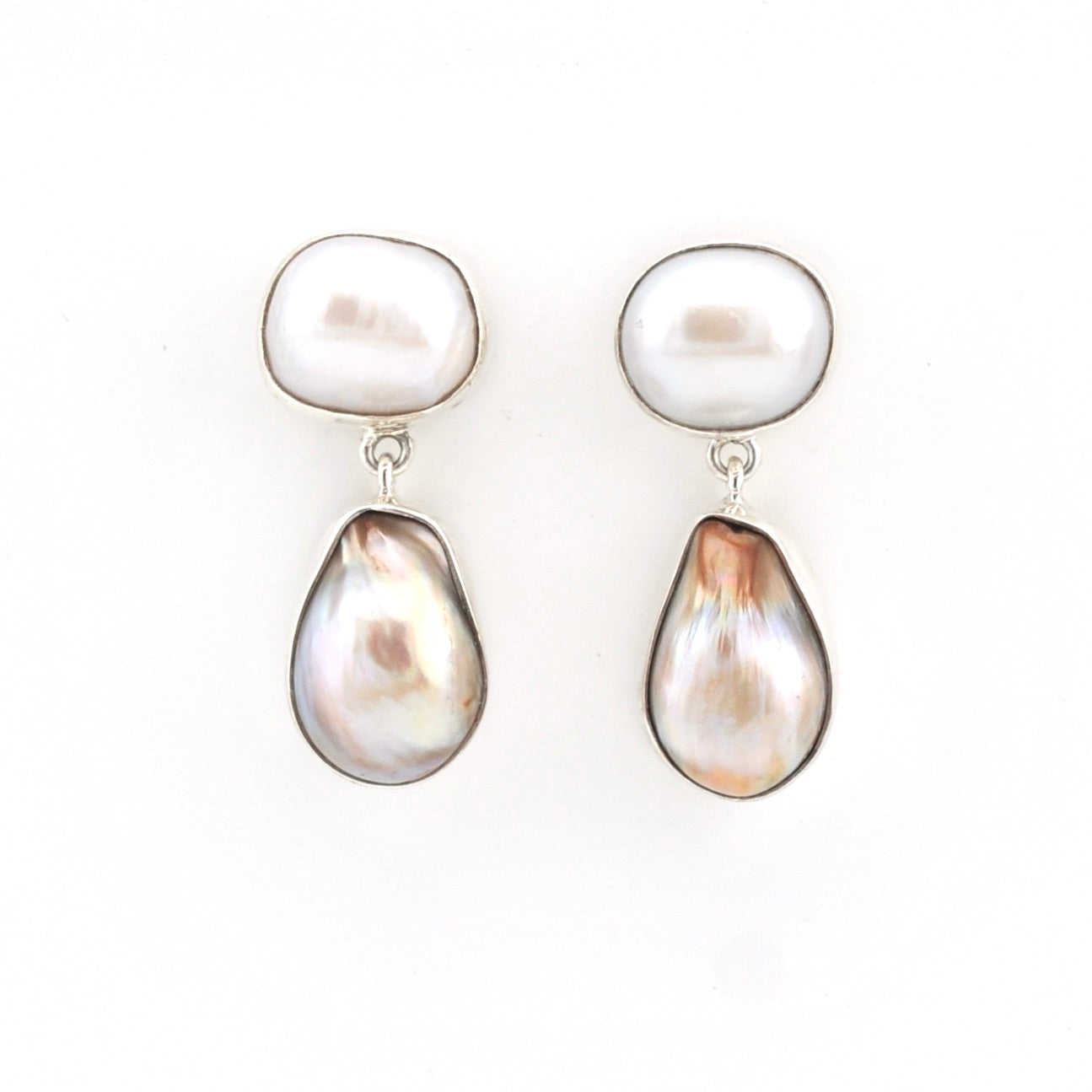 Pair of pearl earrings on a white background