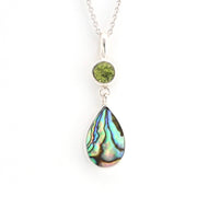 Front View Peridot Abalone Necklace