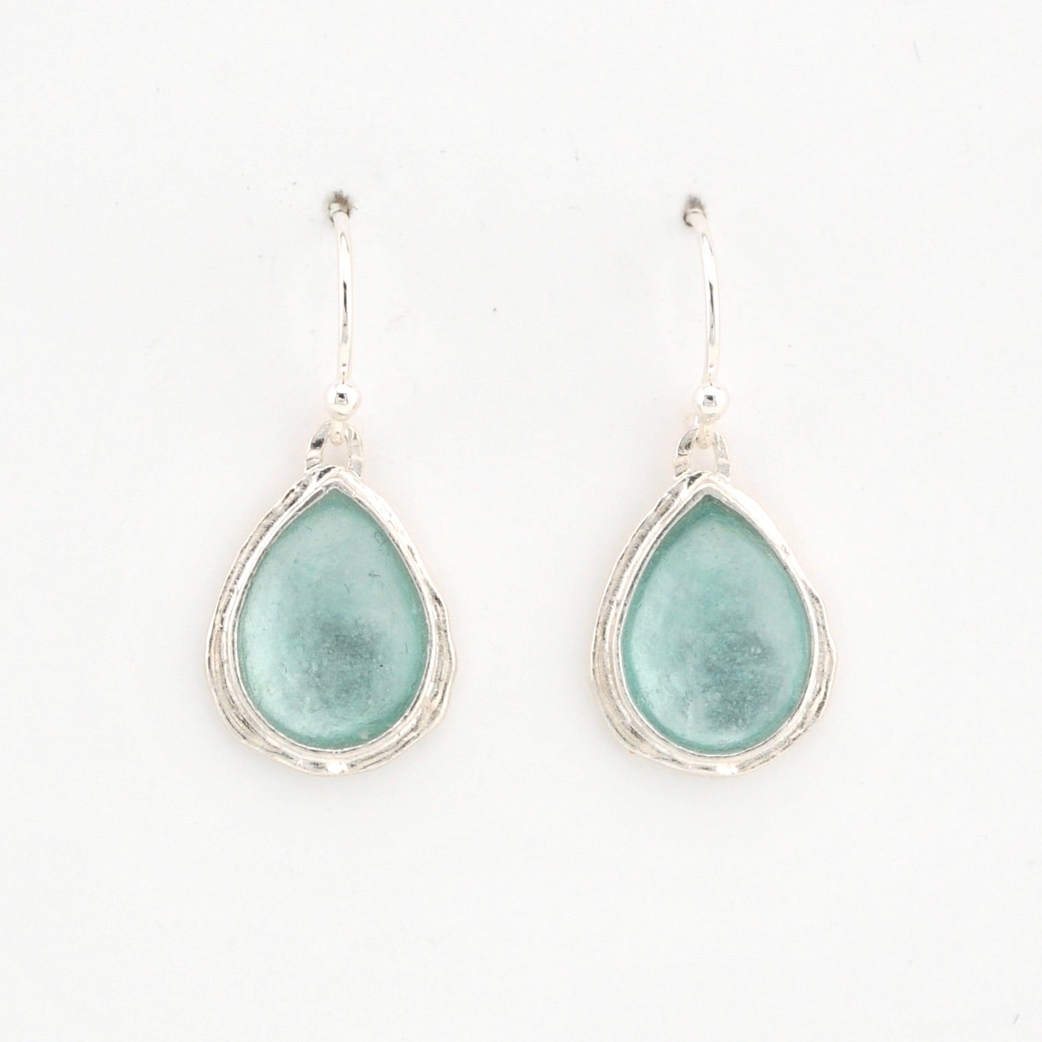 Front View Roman Glass Teardrop Dangle Earrings 1784