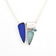 Front View Sea Glass Pearl Topaz Necklace