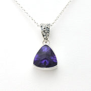 Front View Silver Amethyst 10mm Trillion Necklace