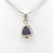 Front View Silver Amethyst 8mm Trillion Pendant