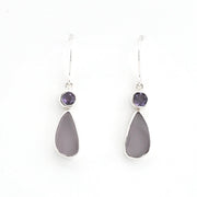 Amethyst Lavender Sea Glass Earrings on white background