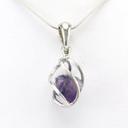 Front View Silver Amethyst Rough Pendant