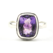 Front View Silver Ametrine 8x10mm Rectangle Bali Ring