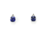 Front View Silver Created Sapphire 1.2ct Square CZ Earrings