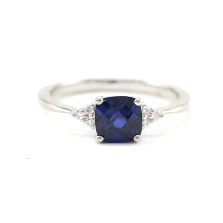 Front View Silver Created Sapphire 1.2ct Square CZ Ring