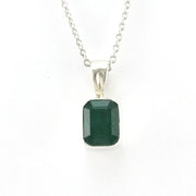 Front View Silver Emerald 6x8mm Rectangle Necklace