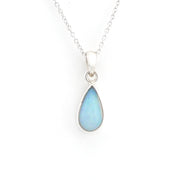 Silver Ethiopian Opal 6x11mm Tear Necklace on white background