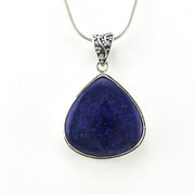 Front View Silver Lapis 22x22mm Wide Tear Bali Pendant