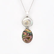 Silver necklace with a pendant on a white background
