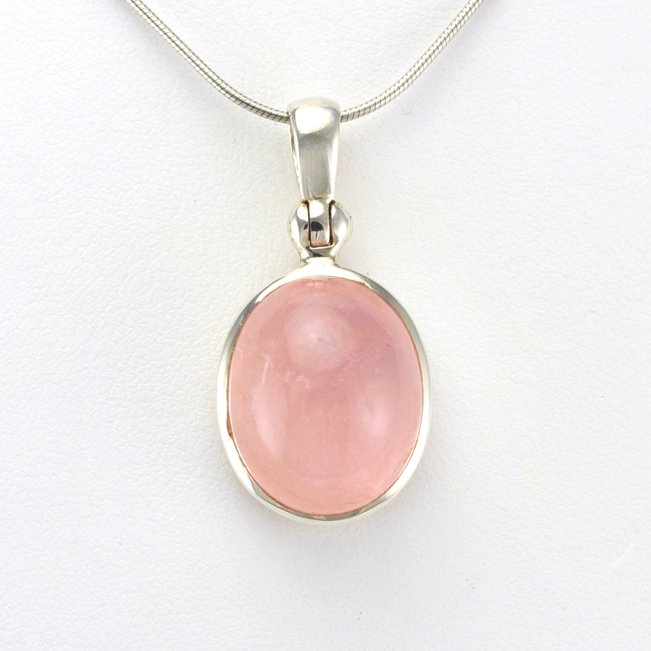 Front View Silver Morganite Oval Pendant