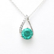 Front View Silver Paraiba Garnet 2ct CZ Necklace