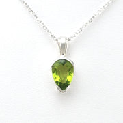 Front View Silver Peridot 7x9mm Pear Necklace