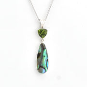 Necklace with two pendant stones on a white background