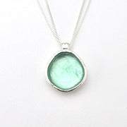 Front View Silver Roman Glass 20mm Round Necklace
