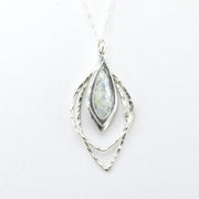 Front View Silver Roman Glass 3 Marquise Necklace