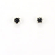 Front View Silver Sapphire .6ct 4mm Round Post Earrings