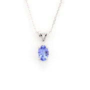Front View Silver Tanzanite .08ct Diamond .02 Necklace