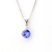 Front View Silver Tanzanite 1.46ct Diamond .02 Necklace