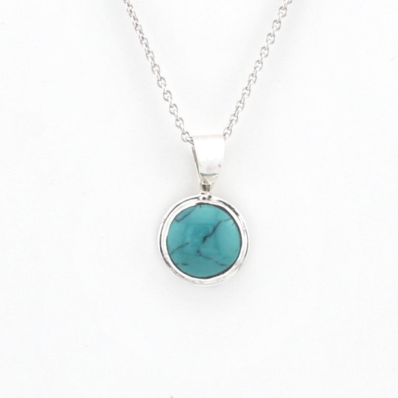 Turquoise necklace on a white background
