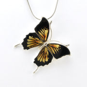 Front View Silver Ulysses Amber Butterfly Pendant