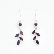 Sterling Amethyst Rhodolite Garnet Marquise Earrings on white background