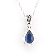 Front View Sterling Silver Kyanite 6x9mm Tear Bali Necklace