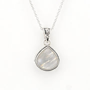 Front View Sterling Silver Moonstone 10x12mm Tear Bali Necklace
