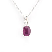 Sterling Silver Ruby 6x8mm Oval Necklace on white background