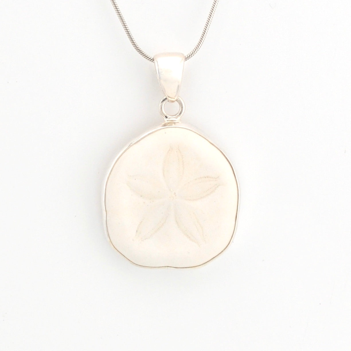 Sterling Silver Sand Dollar Pendant on white background