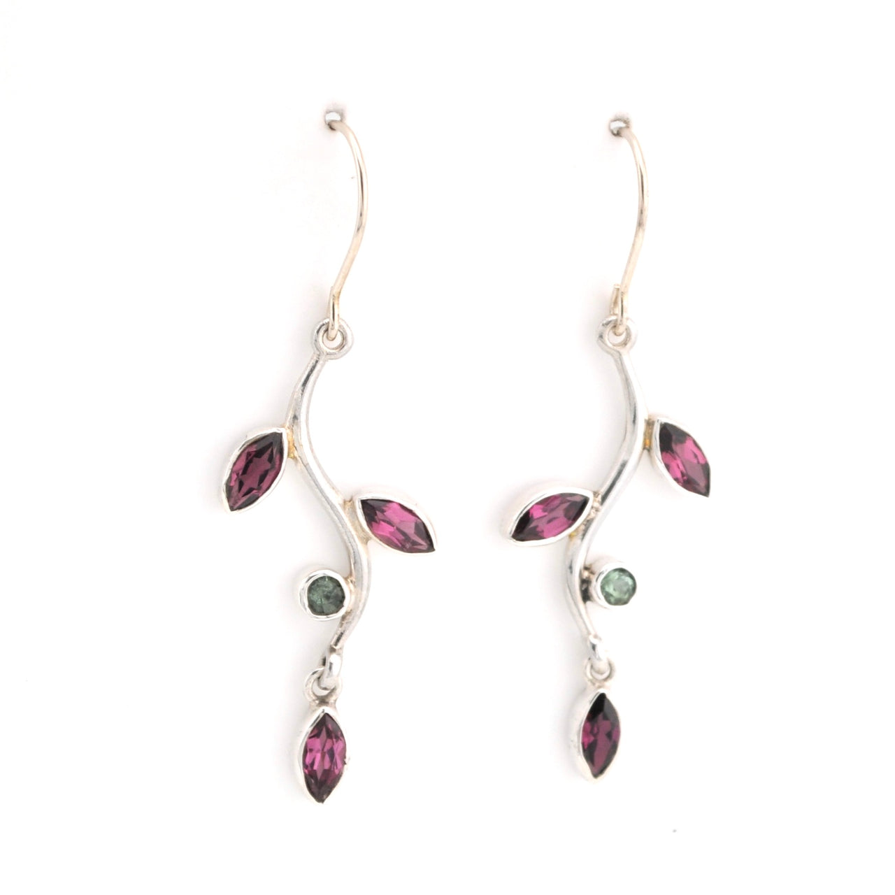 Front View Tourmaline Branch Earrings