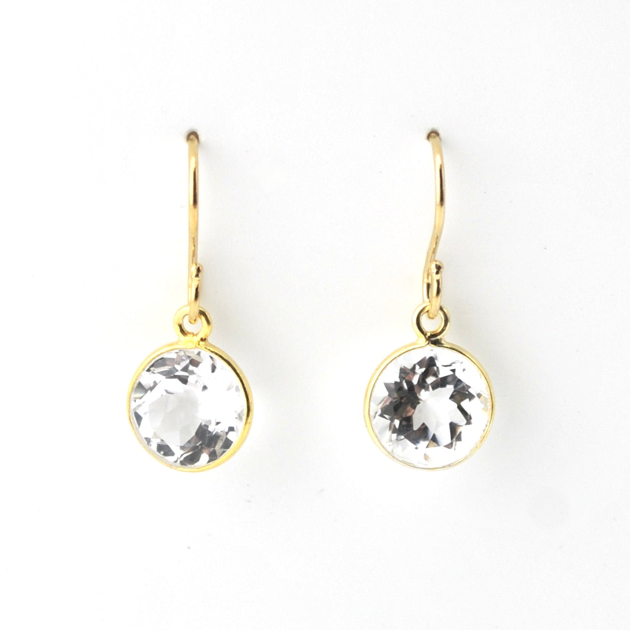 Front View Vermeil White Topaz Bezel Dangles