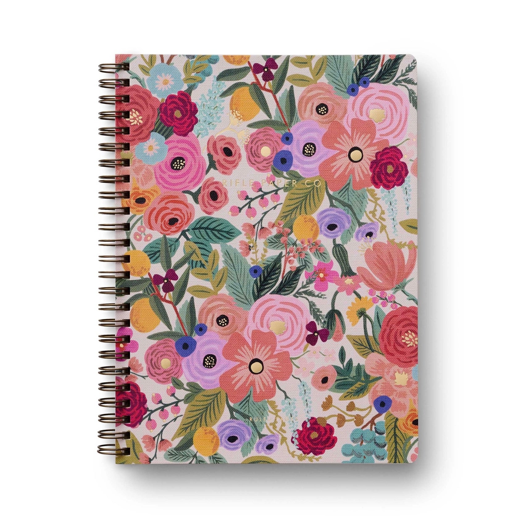 Floral patterned notebook with a white background