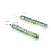 Glass Aqua Golden Phase Large Bar Earrings