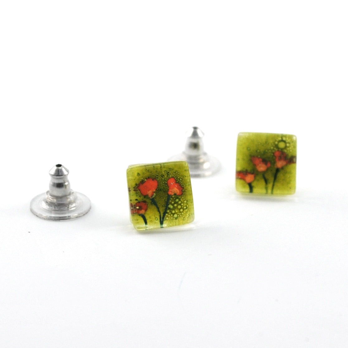 Glass Golden Poppies Post Earrings