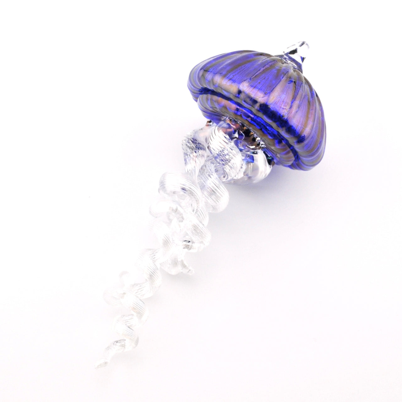 Glass Large Cobalt Hanging Jellyfish Ornament
