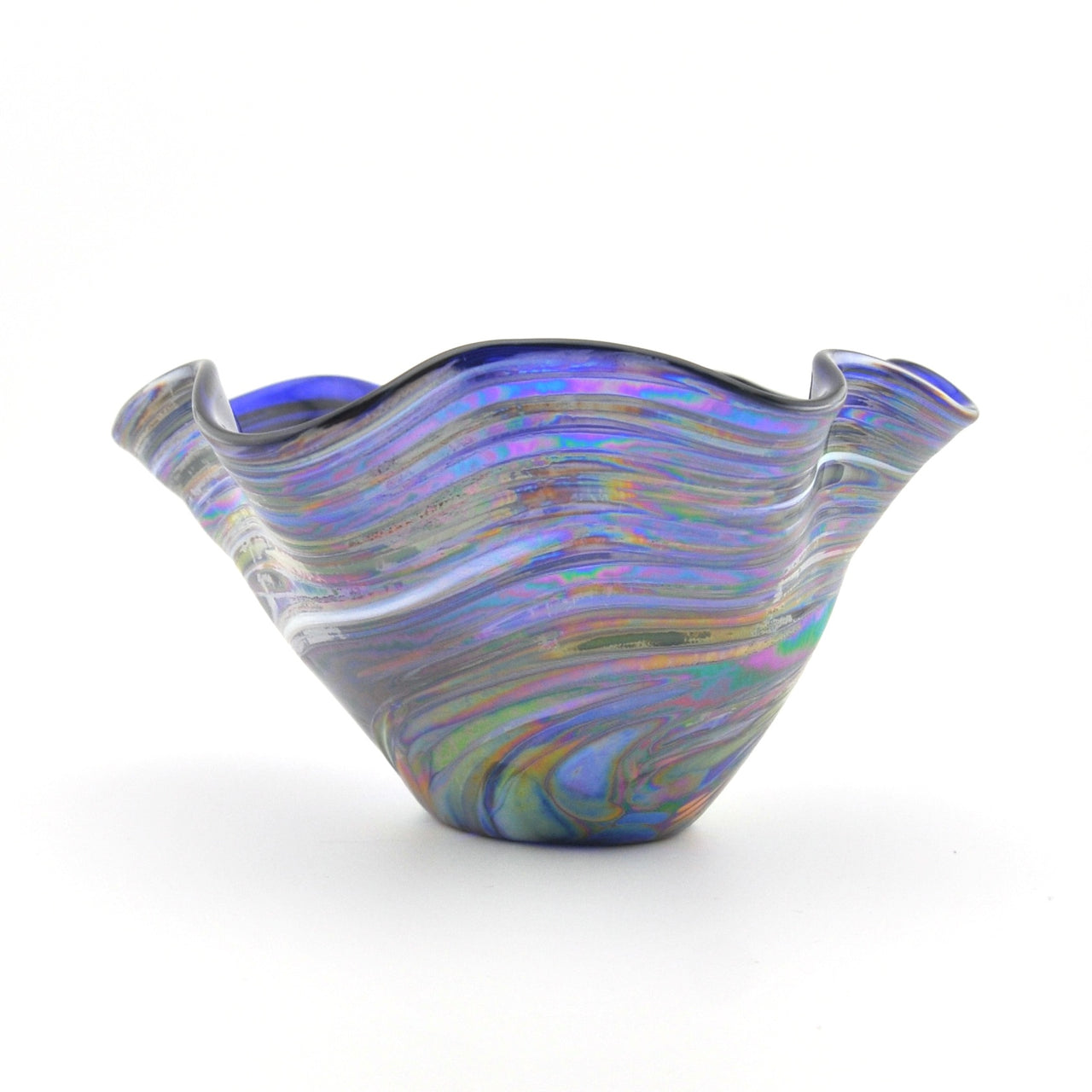 Glass Mini Floppy Bowl Blue Rainbow