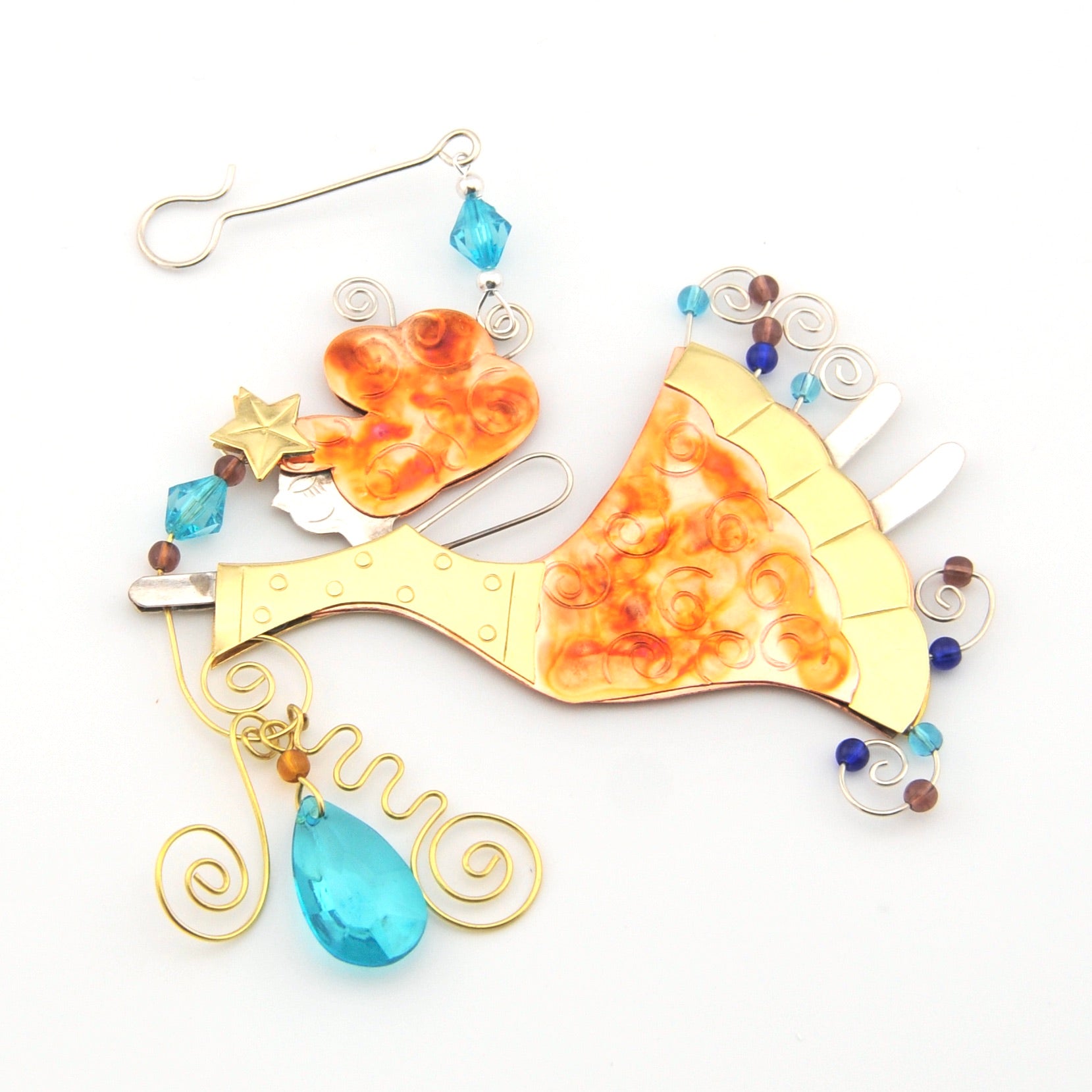 Decorative sun catcher with heart and star shapes on a white background